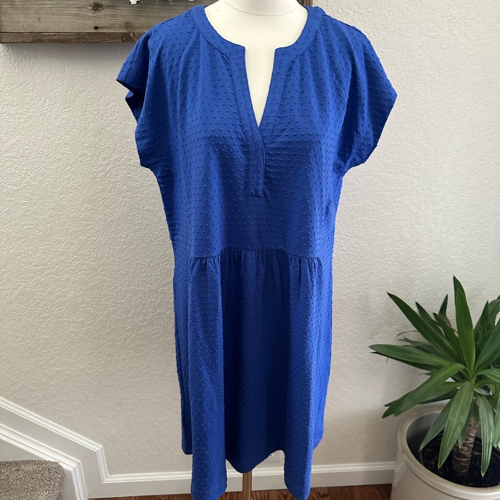 LOFT Blue Textured Dress ladies size Large NWT